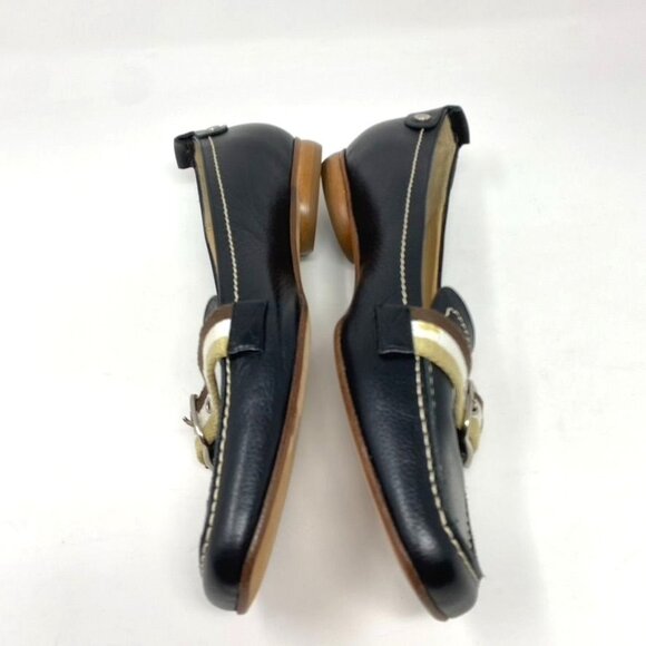 Coach P481 Lia Black Leather Loafers Stripe Strap Made In Italy Size 9.0 B EUC - Picture 8 of 10